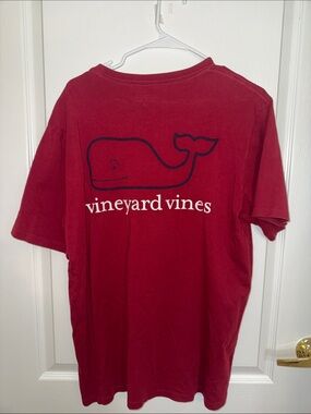 Vineyard Vines Navy Whale Logo on Maroon Tee